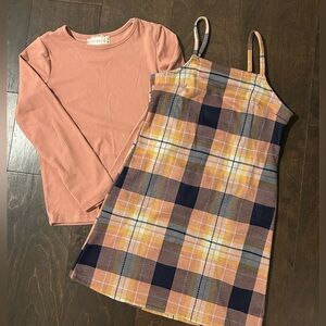 btween Girls Pink Plaid Dress Set, size 8